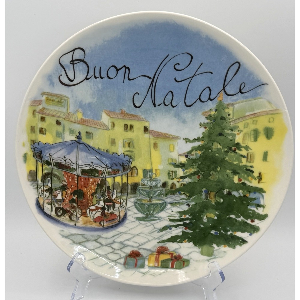 Sur‎ La Table Ceramisia Buon Natale Merry Christmas Round Serving Platter Italy